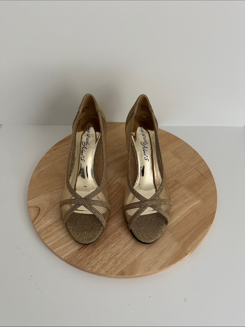 Easy Street Picaboo Womens Round Open Toe Stiletto Heel Pumps